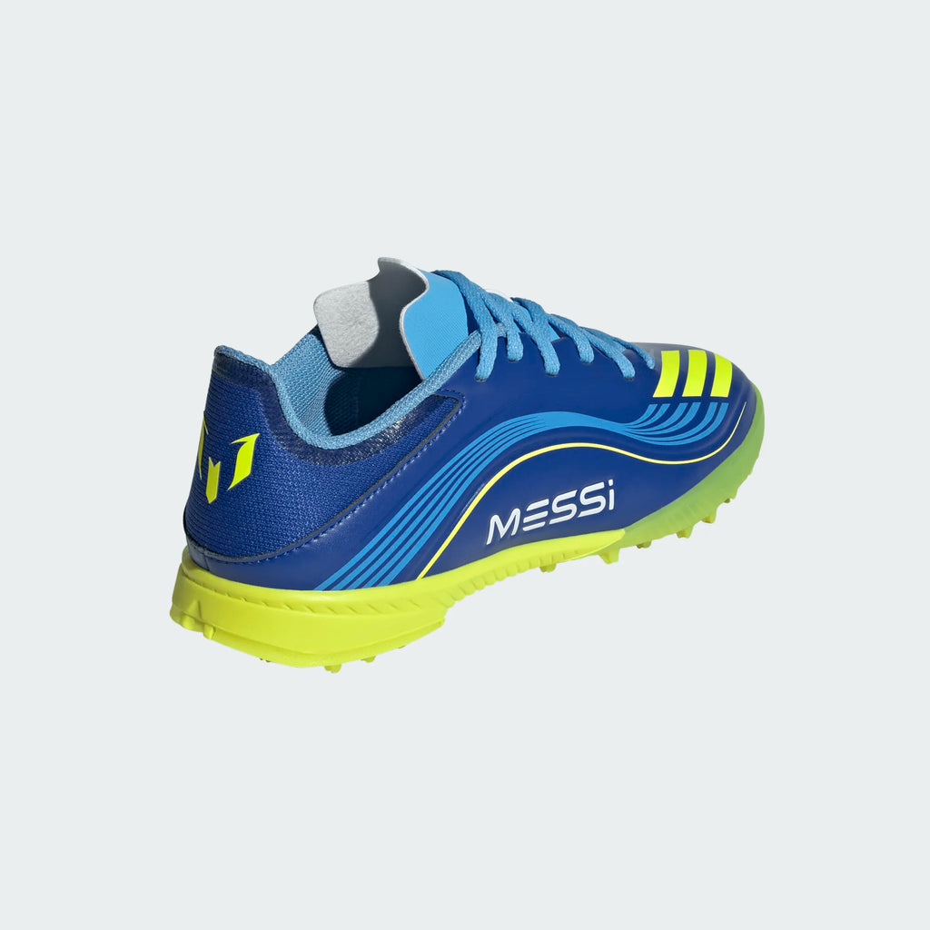Adidas Jr Messi F50 League Turf Soccer Shoes-ROYBLU/SYELLO/SEBLBU product image 3, provided for visual reference and product
