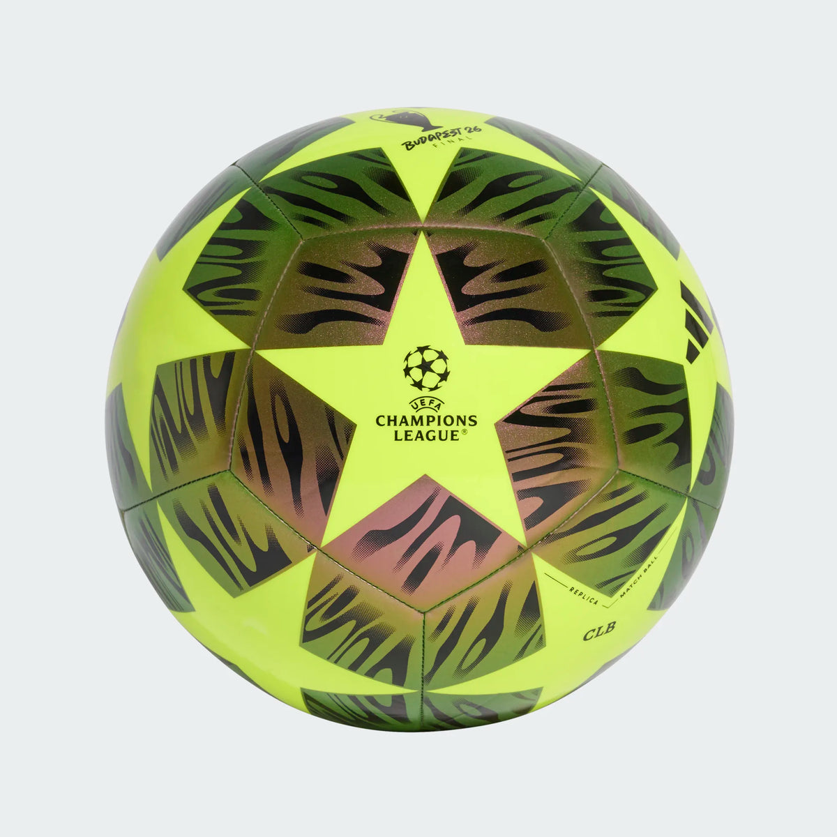 Adidas Champions League Budapest Club Soccer Ball 26/27 BLACK/SYELLO product image 1, provided for visual reference and