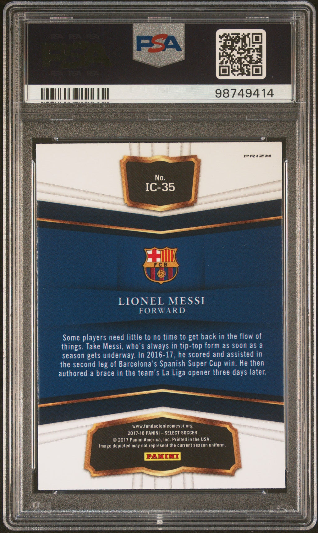 2017 Panini Select In The Clutch #Ic-35 Lionel Messi In The Clutch product image 2, provided for visual reference and