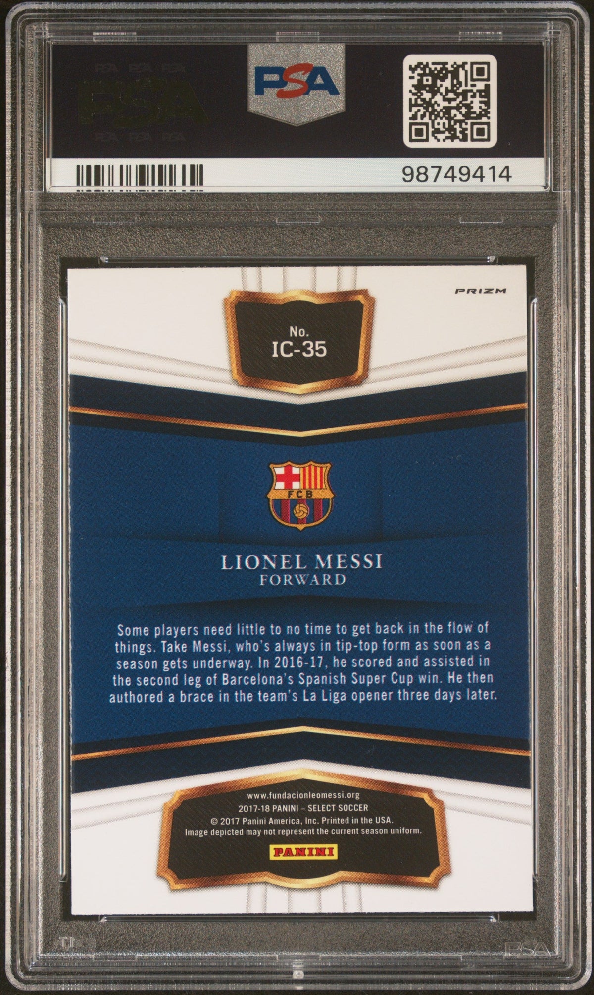 2017 Panini Select In The Clutch #Ic-35 Lionel Messi In The Clutch product image 2, provided for visual reference and