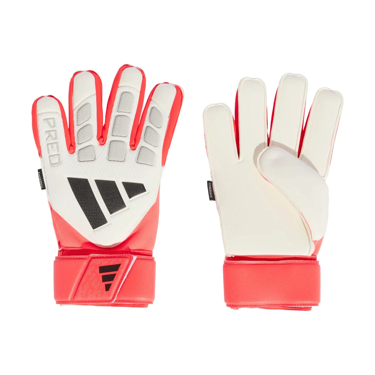 Adidas Predator Match Fingersave Gk Gloves-WHITE/LUCRED/BLACK product image 1, provided for visual reference and product