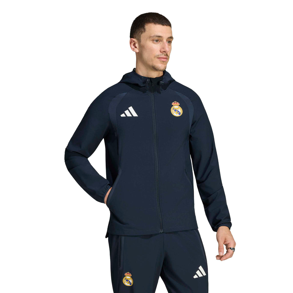 Adidas Real Madrid Tiro Travel Full Zip Windbreaker product image 2, provided for visual reference and product detail review