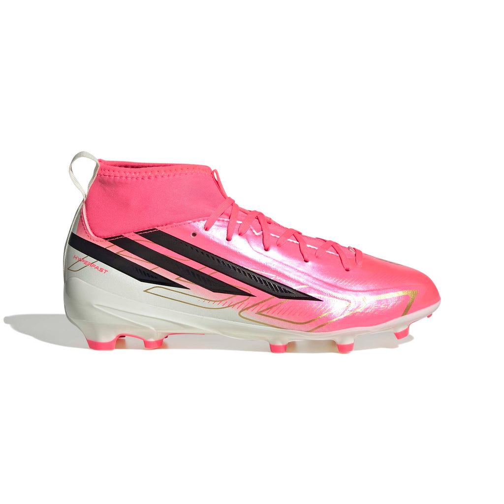 Adidas Jr. F50 Hyperfast League Mid Firm Ground Soccer Cleats product image 1, provided for visual reference and product