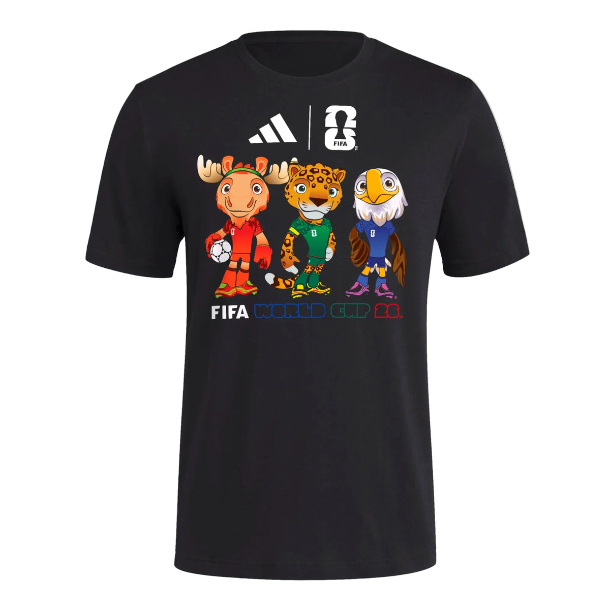 Adidas FIFA World Cup Gear 2026 FIFA World Cup Mascot T-Shirt - Black product image 1, provided for visual reference and
