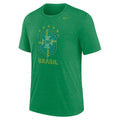 Nike Brazil Men Distressed Primary Crest Logo Tri-Blend Soccer T-Shirt product image 1, provided for visual reference and