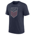 Nike USMNT Men Distressed Primary Crest Logo Tri-Blend Soccer T-Shirt product image 1, provided for visual reference and
