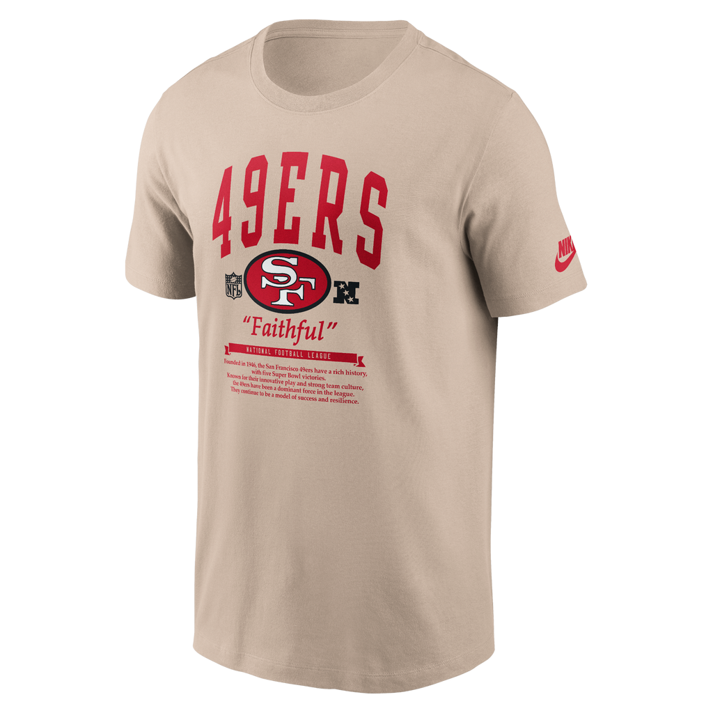 Nike Men San Francisco 49ers Left Double Hit T-Shirt - Desert Sand product image 1, provided for visual reference and