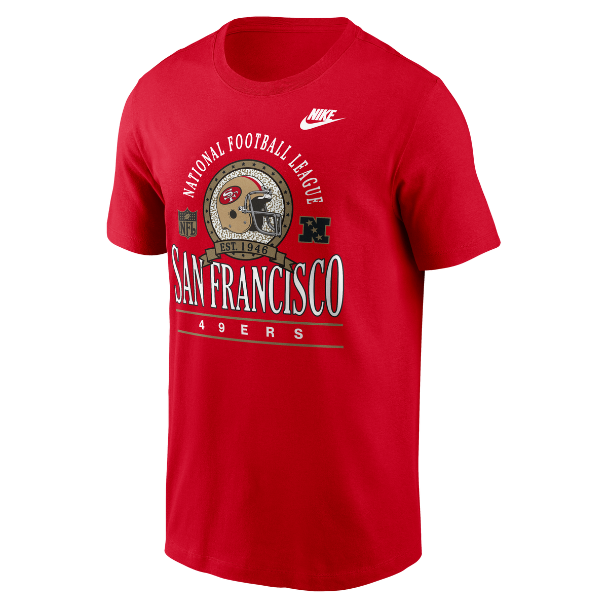 Nike San Francisco 49ers Rewind Team Spirit T-Shirt -Scarlet product image 1, provided for visual reference and product