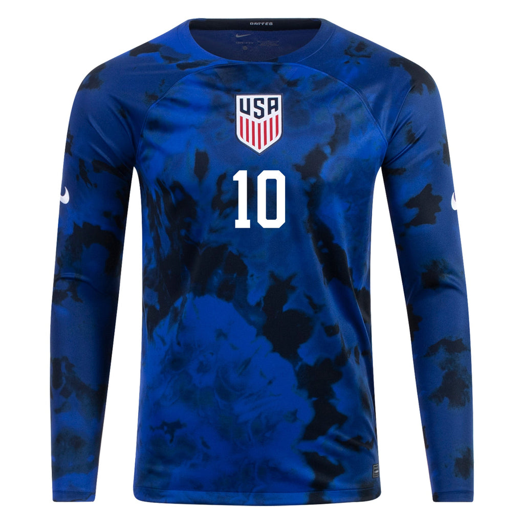2022 Men USA USMNT AWAY JERSEY LONG SLEEVE - PULISIC JERSEY product image 1, provided for visual reference and product