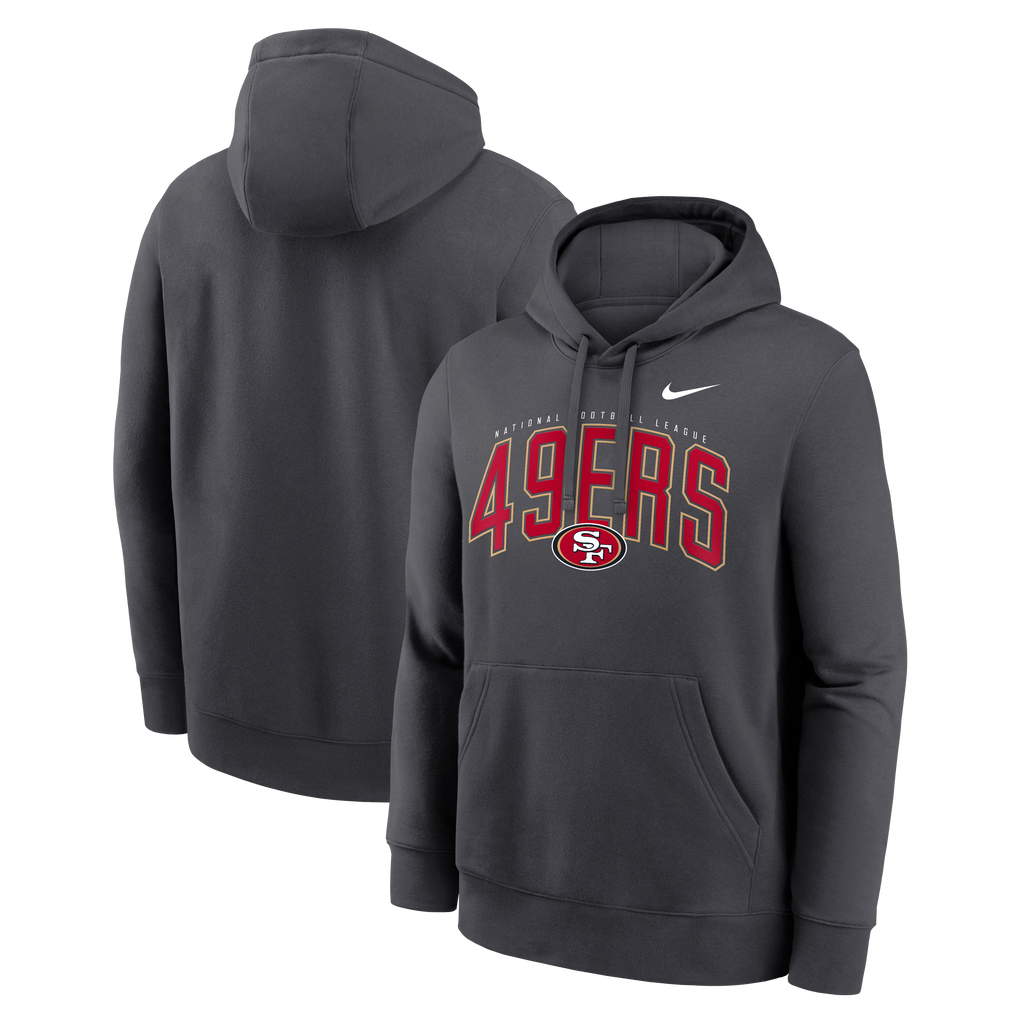 Nike San Francisco 49ers Club Pullover Hoodie - Gray product image 2, provided for visual reference and product detail review