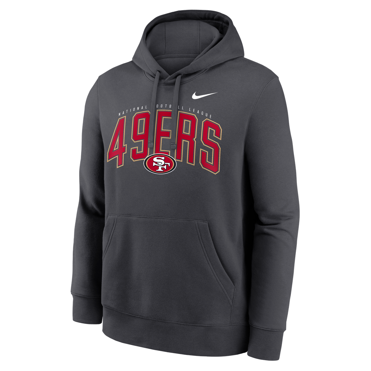 Nike San Francisco 49ers Club Pullover Hoodie - Gray product image 1, provided for visual reference and product detail review