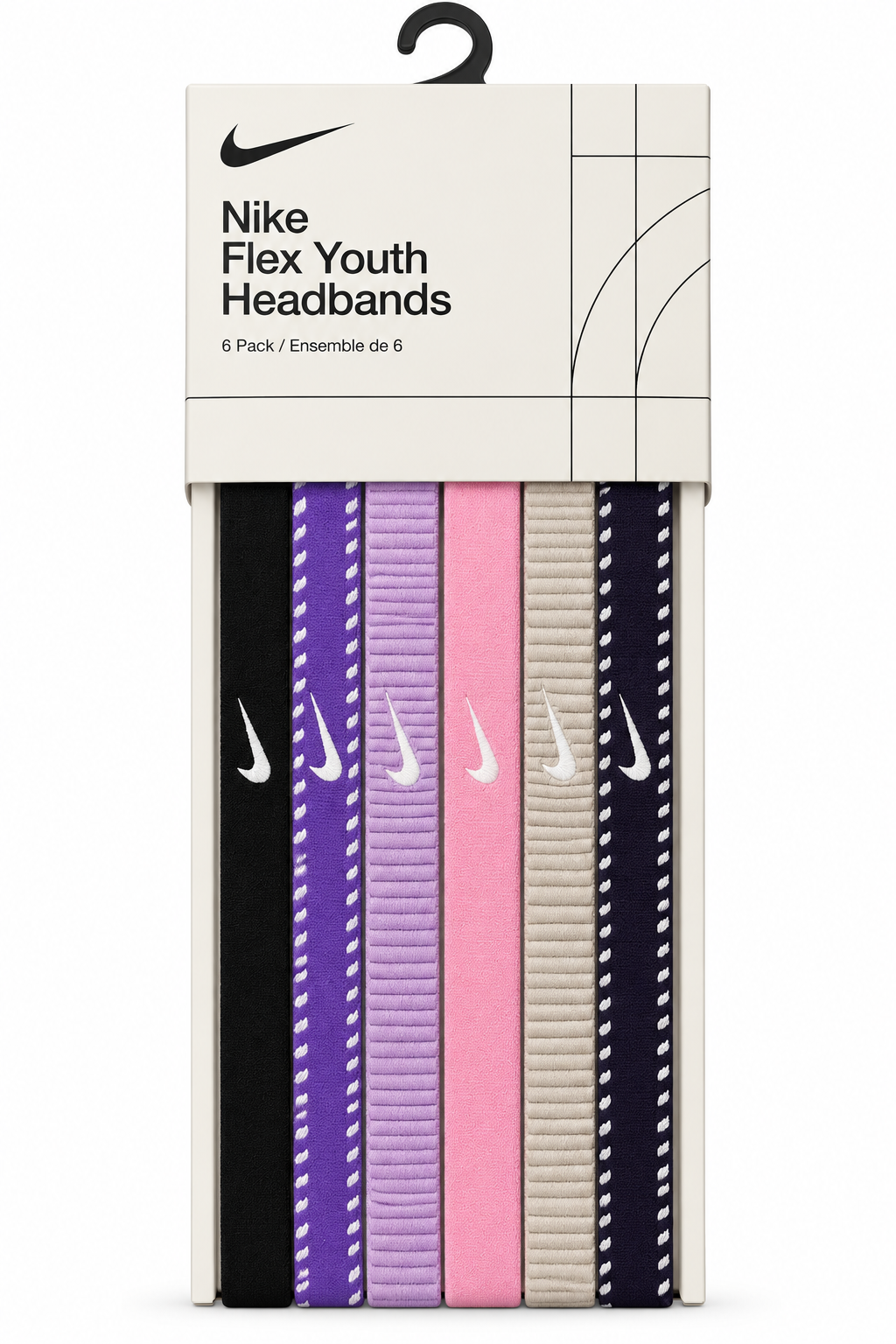 Nike Youth Flex Headbands 6 Pack-Multi Color-Pink/Purple product image 1, provided for visual reference and product detail
