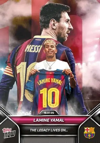 2025 Topps Now FC Barcelona Lamine Yamal/Messi - The Legacy Lives On product image 1, provided for visual reference and