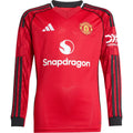 25/26 Manchester United Home Long Sleeve Youth Jersey product image 1, provided for visual reference and product detail