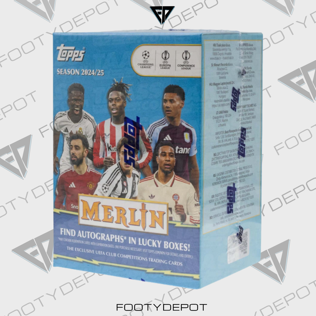 2024/25 Topps Chrome Merlin Uefa Club Competitions Blaster Box product image 2, provided for visual reference and product