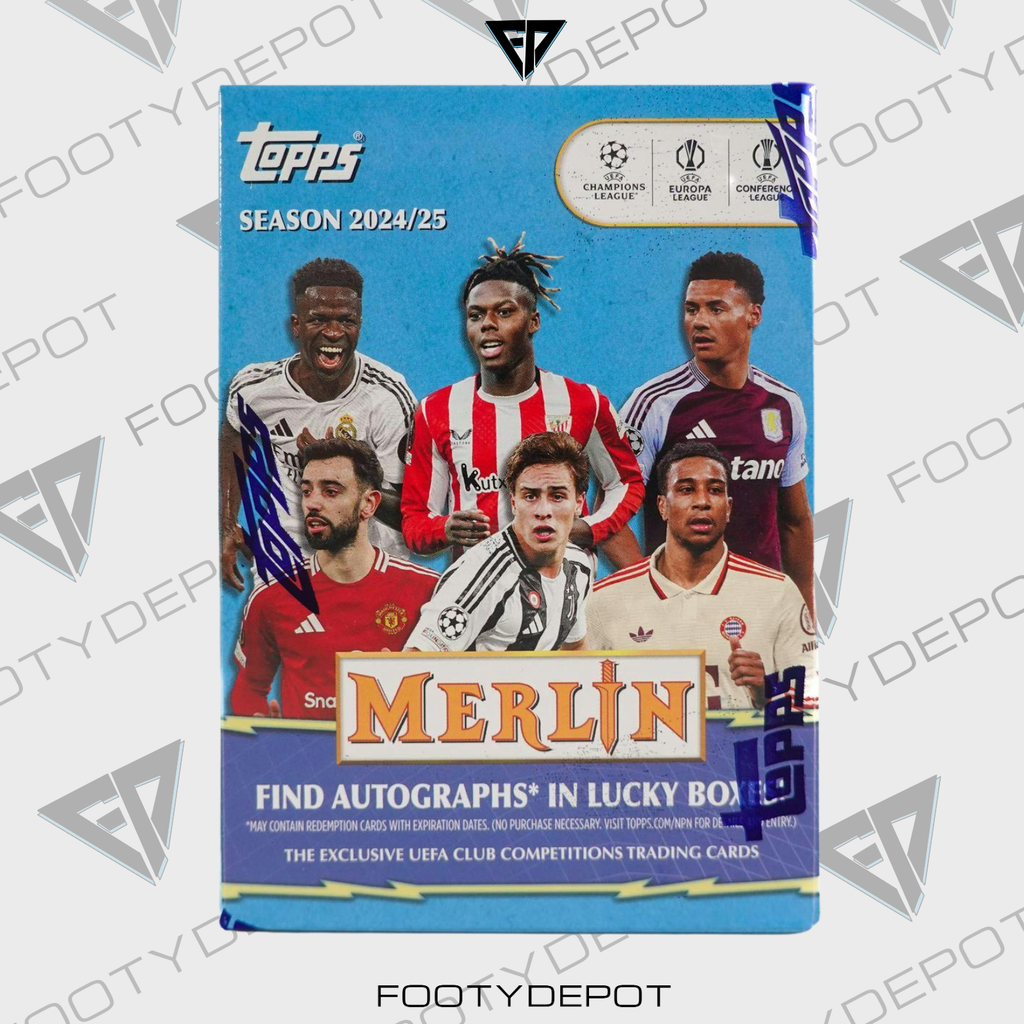 2024/25 Topps Chrome Merlin Uefa Club Competitions Blaster Box product image 1, provided for visual reference and product