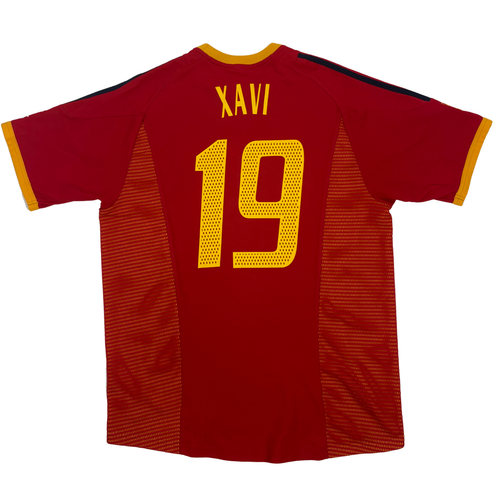 2002 Spain Home World Cup Shirt Xavi #19 - (L) product image 1, provided for visual reference and product detail review