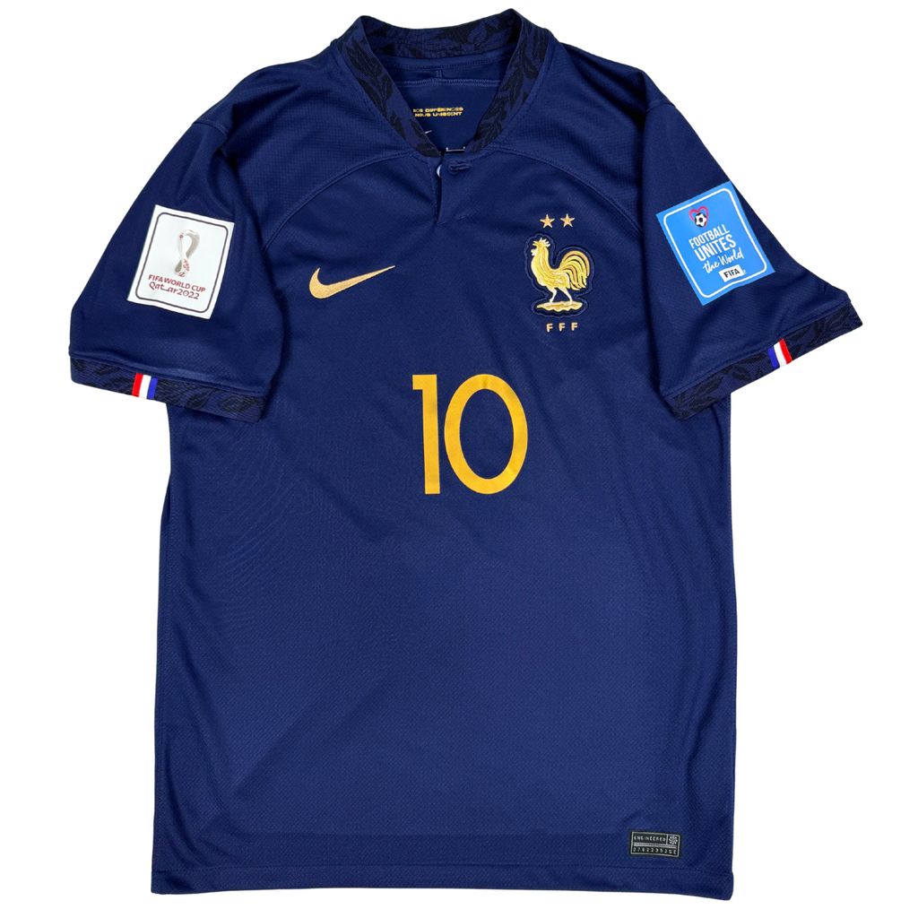 2021-2022 France Home World Cup Shirt Mbappe #10 - (S) product image 1, provided for visual reference and product detail