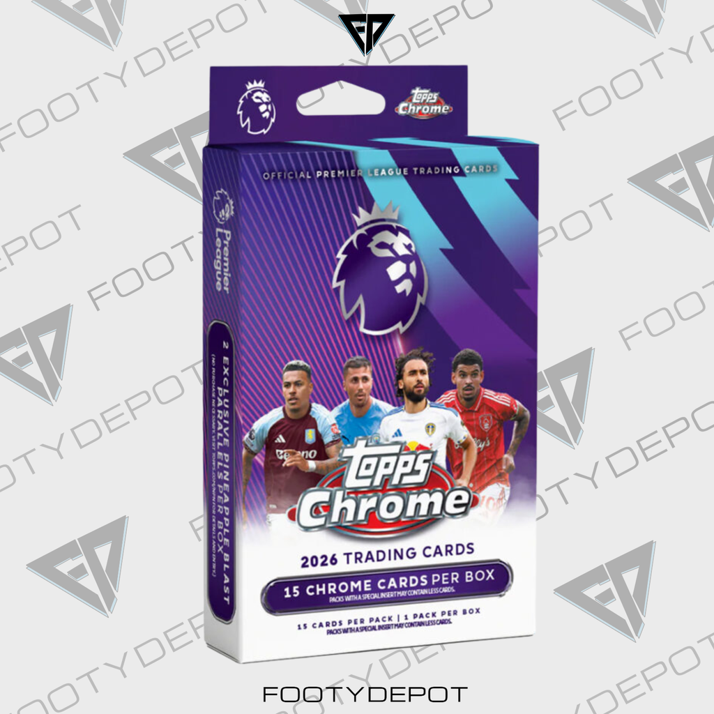 2025-26 Topps Chrome Premier League Cards – Hanger Box product image 1, provided for visual reference and product detail