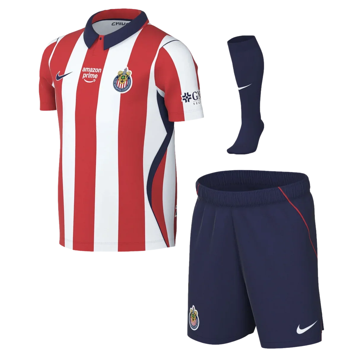 Nike C.D. Guadalajara Stadium Home Little Kids' Soccer Replica 3-Piece Kit 26/27 product image 1, provided for visual
