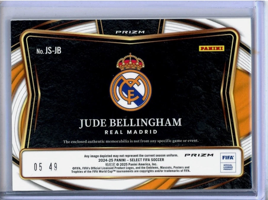 2024-25 Panini Select Jude Bellingham Patch Purple Prizm #/49 product image 2, provided for visual reference and product