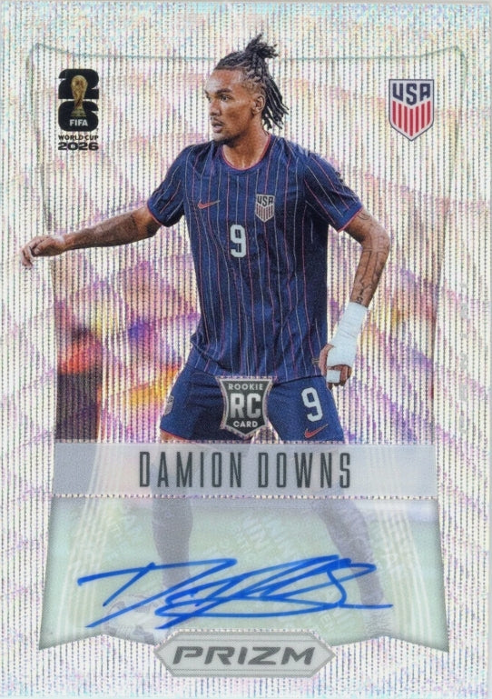 2026 Panini Fifa World Cup Damion Downs Rc Auto Silver Wave Prizm product image 1, provided for visual reference and product