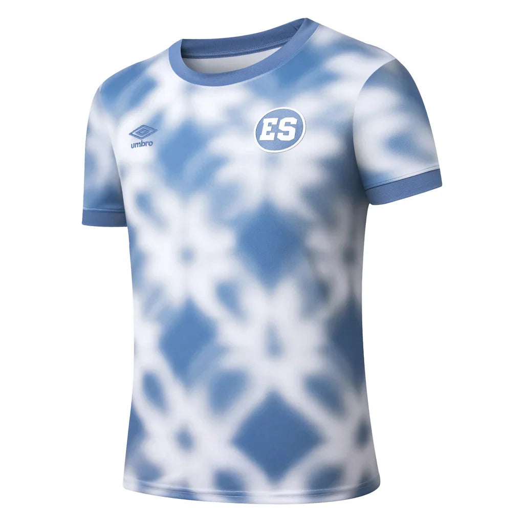 Umbro 2025/26 El Salvador Blue Tie Dye Pre-Match Jersey product image 2, provided for visual reference and product detail