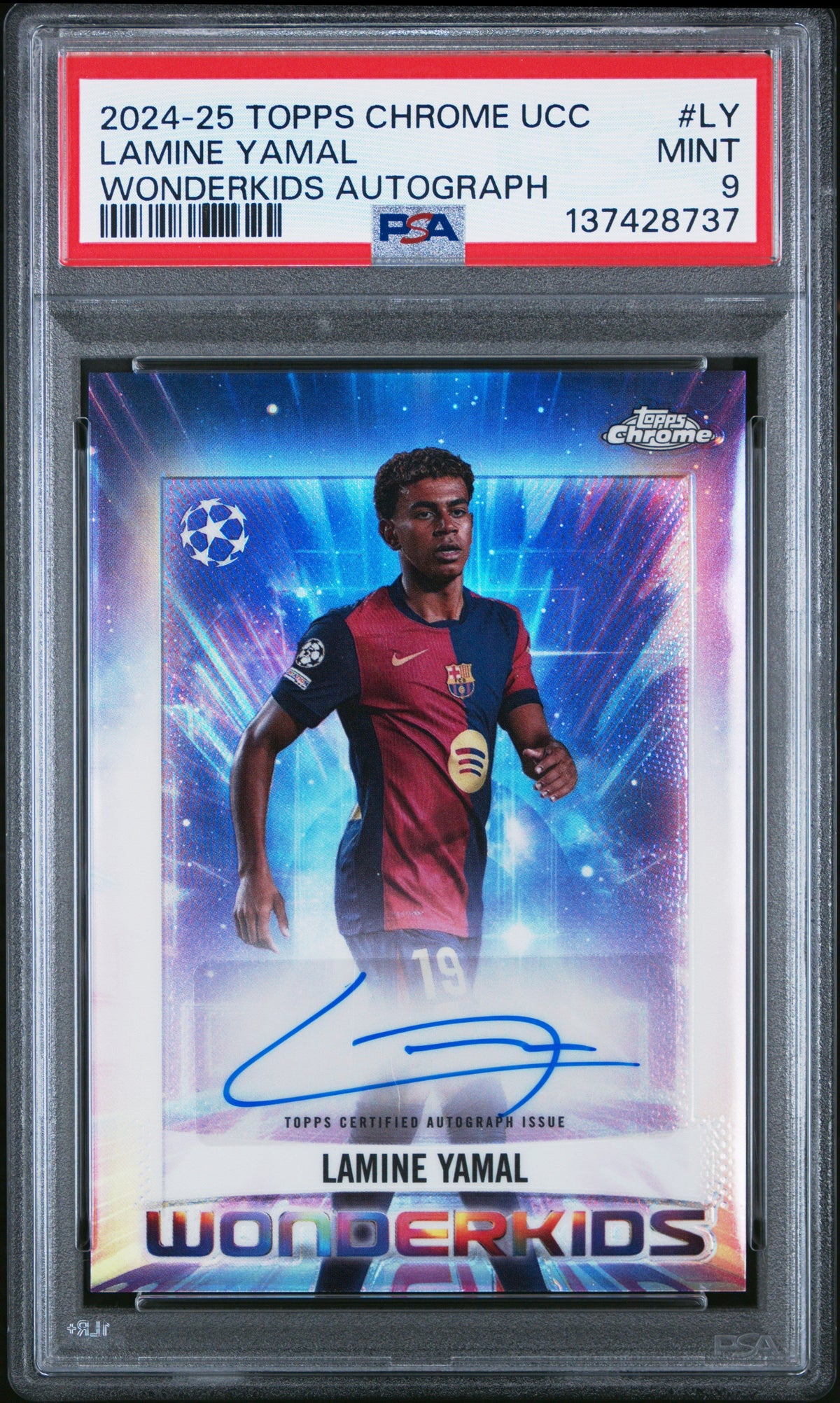 2024-25 Topps Chrome Ucc Wonderkids Lamine Yamal Autograph #Wka-Ly Psa Mint 9 product image 1, provided for visual reference