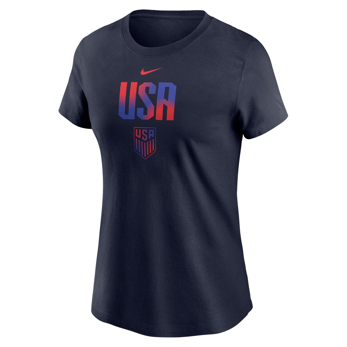 Nike USMNT Women Core Cotton Soccer T-Shirt-Navy product image 1, provided for visual reference and product detail review