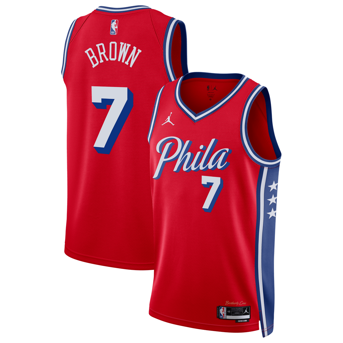Jaylen Brown Philadelphia 76ers Statement Edition Swingman Jersey - Red - Unisex product image 2, provided for visual