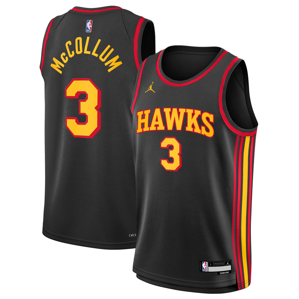 CJ McCollum Atlanta Hawks Statement Edition Swingman Jersey - Black - Youth product image 1, provided for visual reference