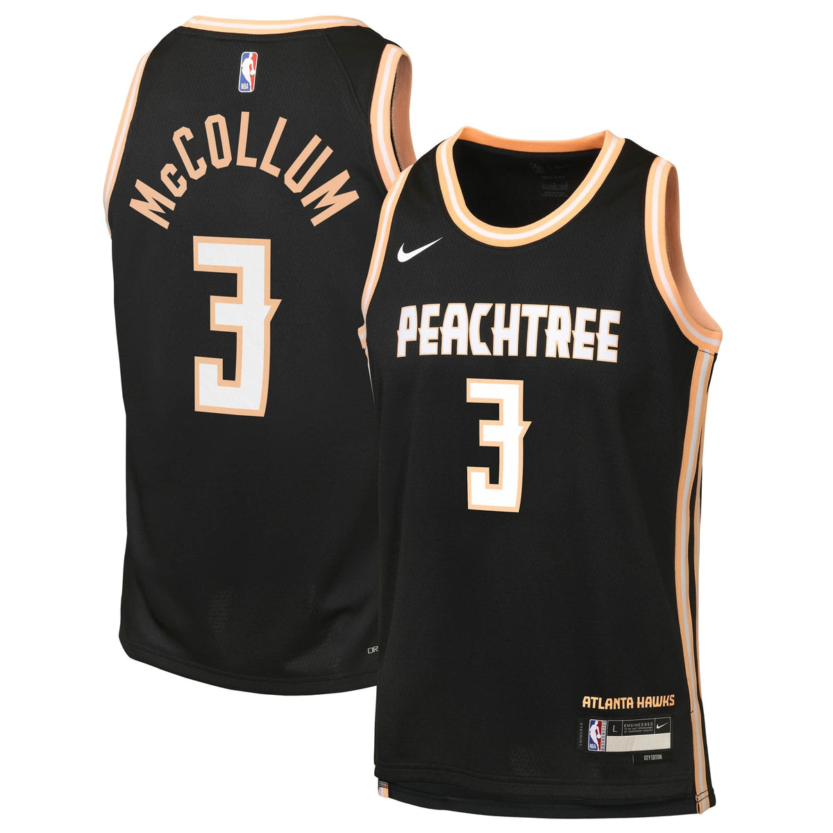 CJ McCollum Atlanta Hawks 2025/26 City Edition Swingman Jersey - Black - Youth product image 1, provided for visual