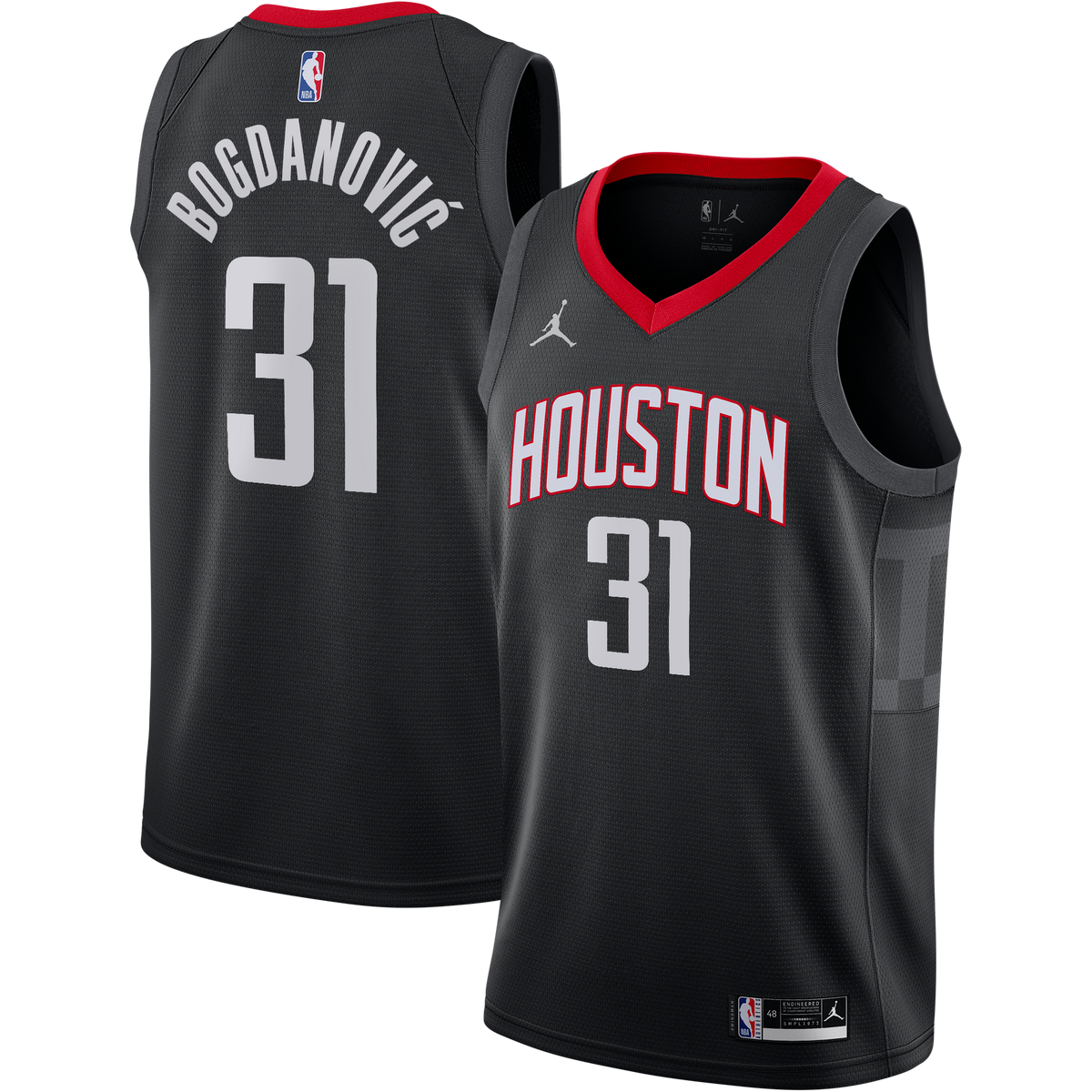 Bogdan Bogdanović Houston Rockets Statement Edition Swingman Jersey - Black - Youth product image 1, provided for visual