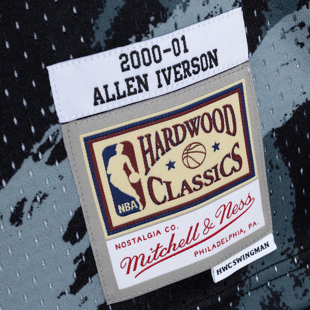 Allen Iverson Philadelphia 76ers 2000 Team Marble Swingman Jersey - Black product image 6, provided for visual reference and