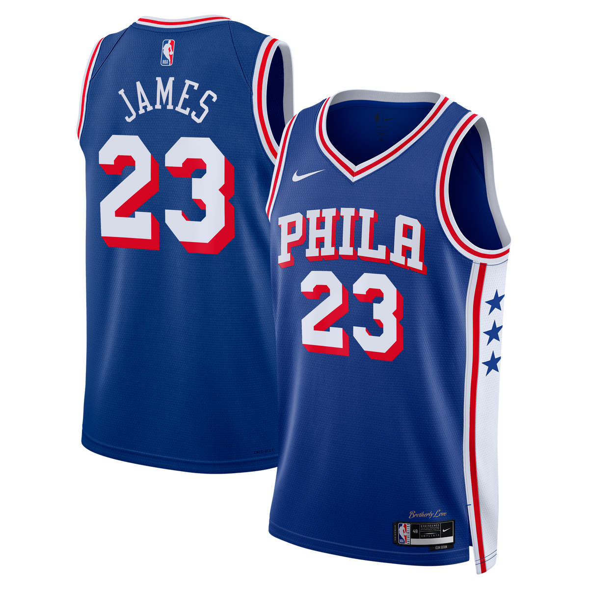 LeBron James Philadelphia 76ers Icon Edition Swingman Jersey - Royal - Youth product image 2, provided for visual reference