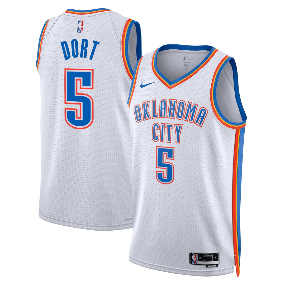 Luguentz Dort Oklahoma City Thunder Association Edition Swingman Jersey - White - Unisex product image 1, provided for
