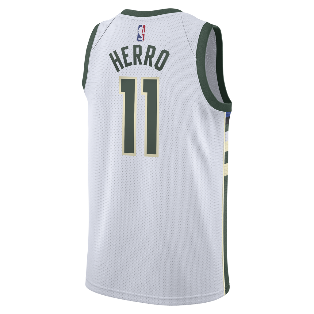 Tyler Herro Milwaukee Bucks Association Edition Swingman Jersey - White - Youth product image 4, provided for visual