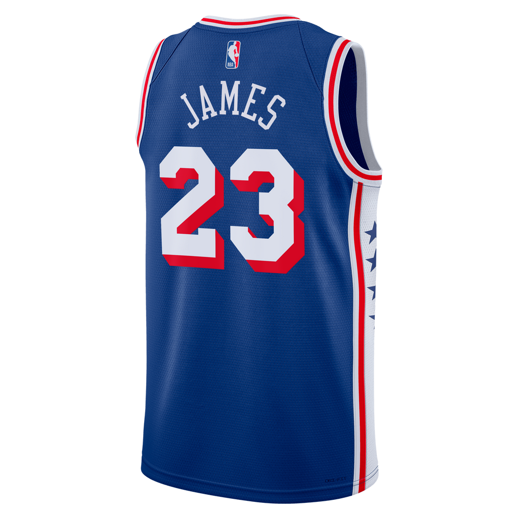 LeBron James Philadelphia 76ers Icon Edition Swingman Jersey - Royal - Youth product image 4, provided for visual reference