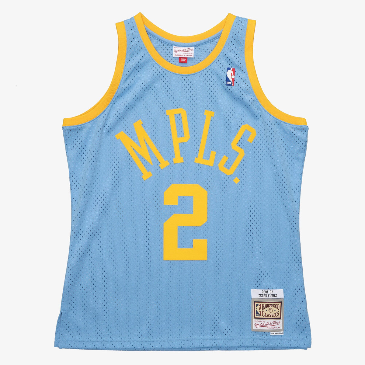 Derek Fisher Los Angeles Lakers 2001 Authentic Swingman Jersey - Columbia Blue product image 3, provided for visual