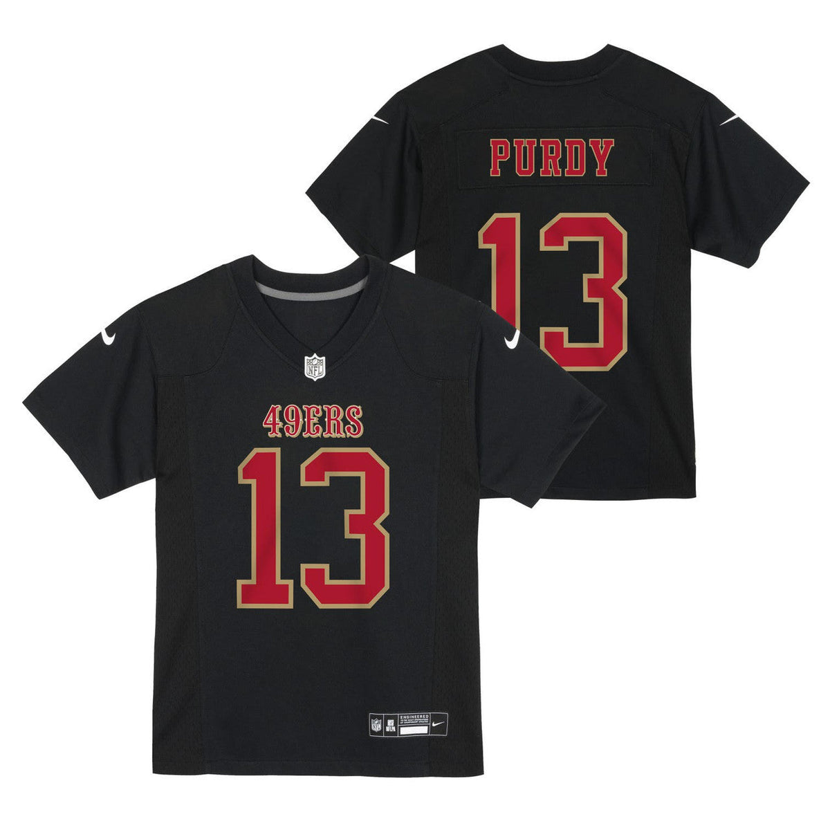 Nike Youth San Francisco 49ers Brock Purdy Game Jersey - Carbon Black product image 3, provided for visual reference and