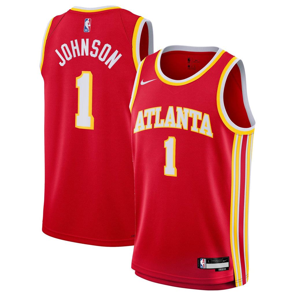 Jalen Johnson Atlanta Hawks Icon Edition Swingman Jersey - Red - Youth product image 1, provided for visual reference and