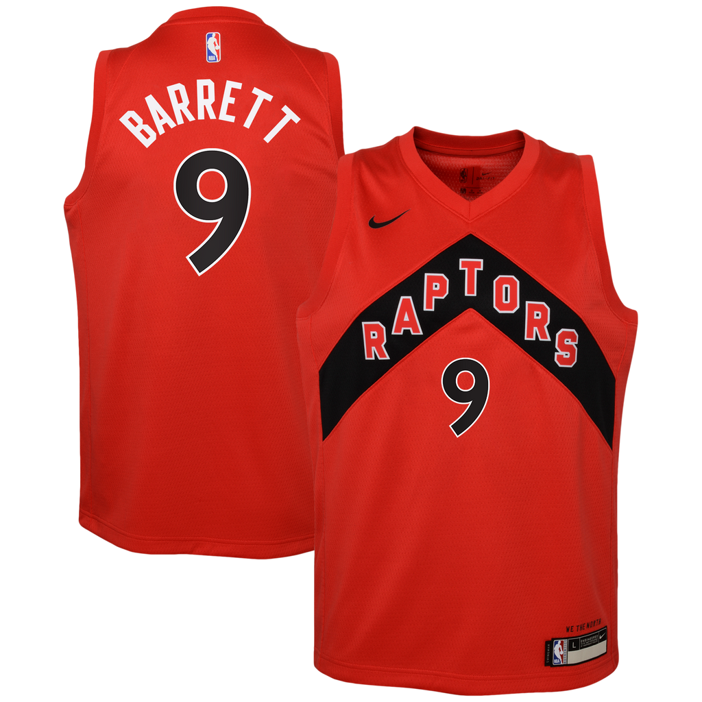 RJ Barrett Toronto Raptors Icon Edition Swingman Jersey - Red - Youth product image 2, provided for visual reference and