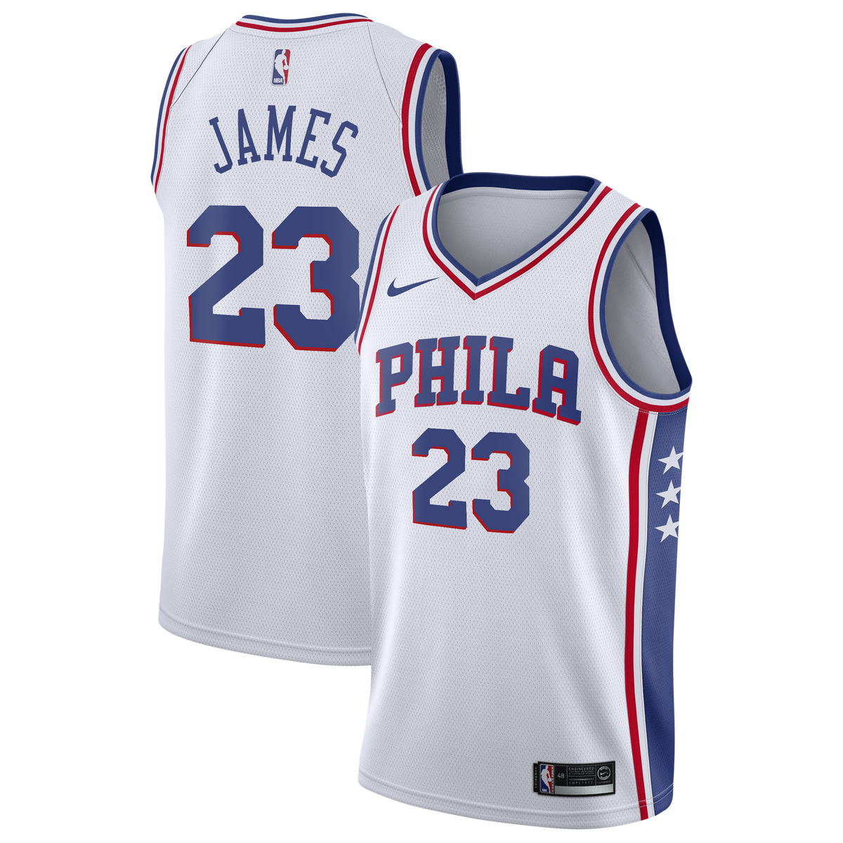 LeBron James Philadelphia 76ers Association Edition Swingman Jersey - White - Youth product image 2, provided for visual