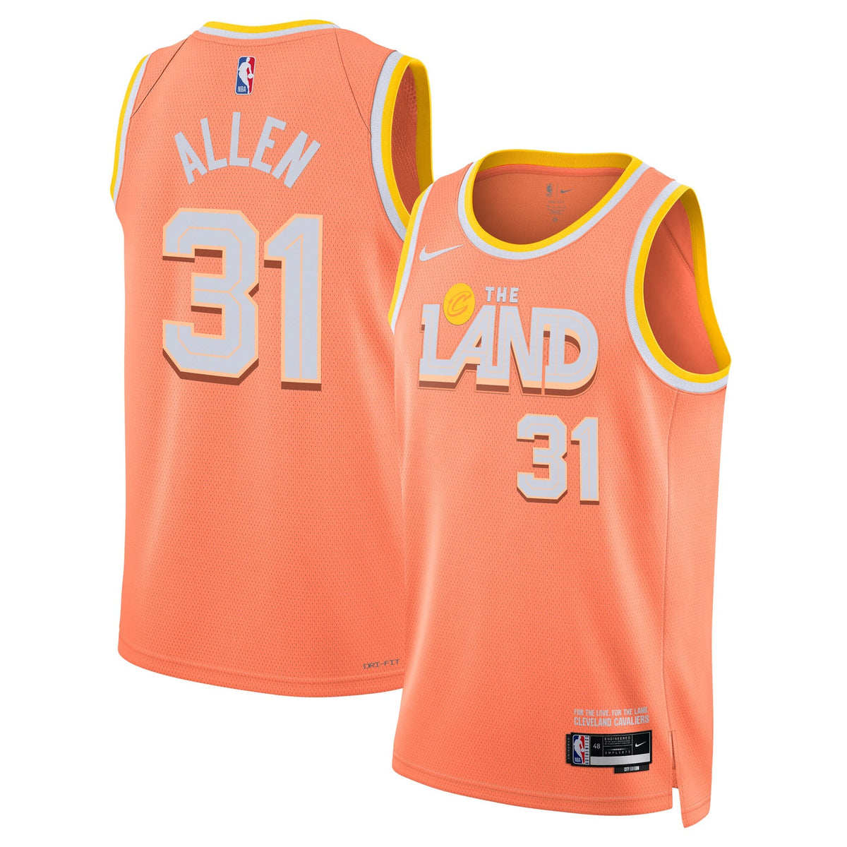 Jarrett Allen Cleveland Cavaliers 2025/26 City Edition Swingman Jersey - Orange - Unisex product image 1, provided for