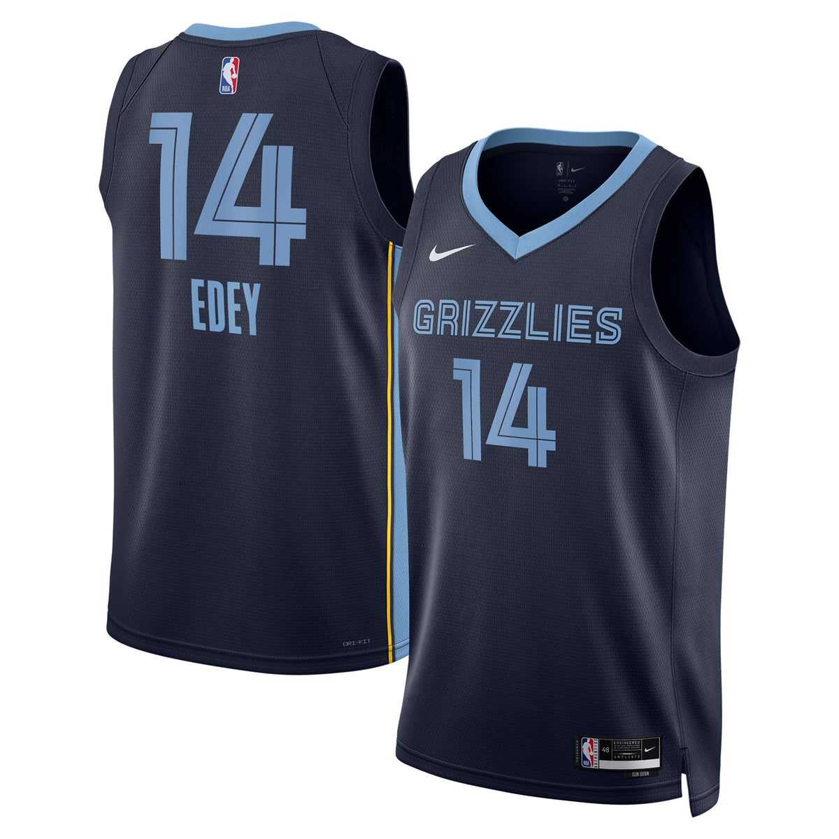 Zach Edey Memphis Grizzlies Swingman Icon Jersey - Navy - Unisex product image 1, provided for visual reference and product
