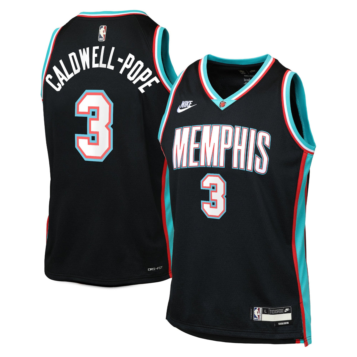 Kentavious Caldwell-Pope Memphis Grizzlies Classic Edition Jersey - Black - Youth product image 2, provided for visual