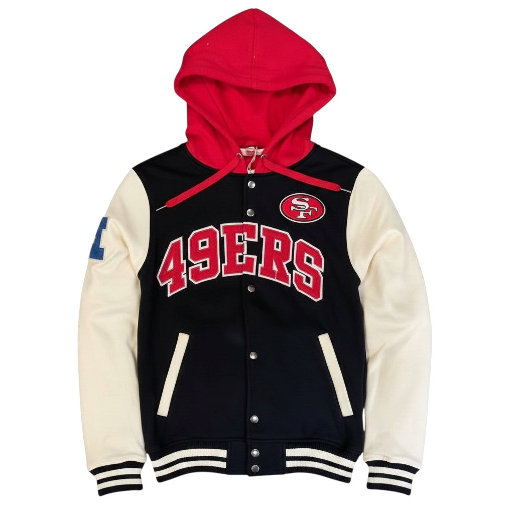 Mitchell & Ness Youth San Francisco 49ers Court Side Fleece Jacket product image 1, provided for visual reference and