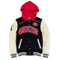 Mitchell & Ness Youth San Francisco 49ers Court Side Fleece Jacket product image 1, provided for visual reference and