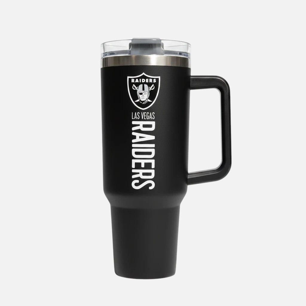 Las Vegas Raiders 40 oz Stainless Steel Team Color Flip Straw Tumbler product image 2, provided for visual reference and