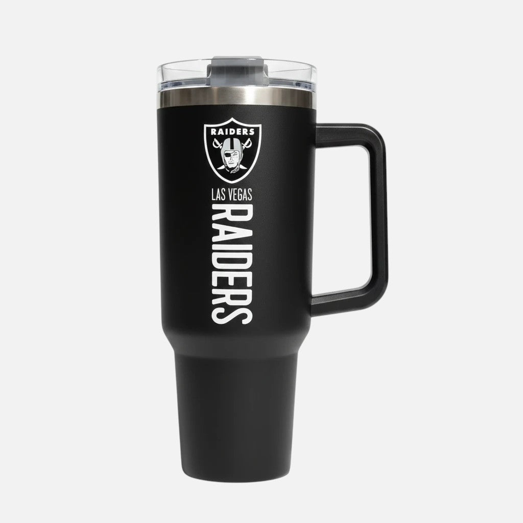Las Vegas Raiders 40 oz Stainless Steel Team Color Flip Straw Tumbler product image 4, provided for visual reference and